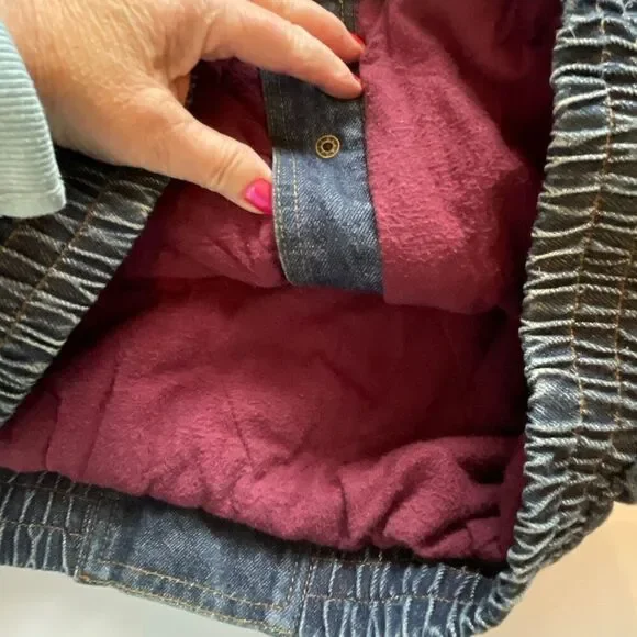 Vintage 90’s women’s size Med denim patchwork coat Aztec inspired - Picture 7 of 14